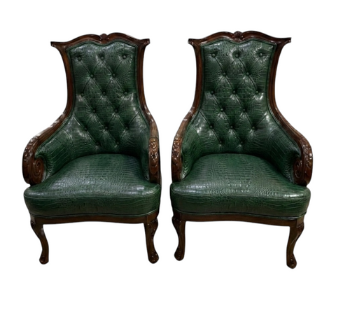 Bespoke High-Back Crystal Tufted Accent Chair