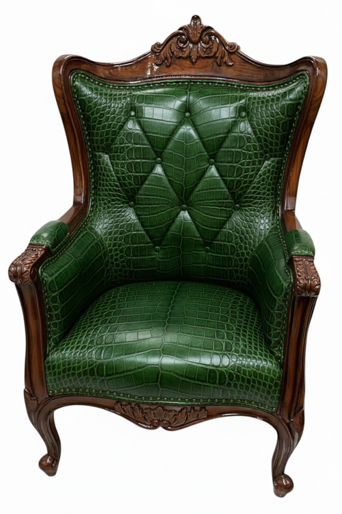 Bespoke Diamond Tufted Crocodile Leather Boss Chair