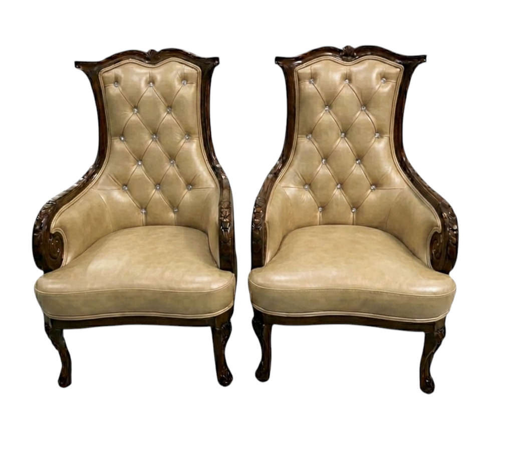 Bespoke High-Back Crystal Tufted Accent Chair