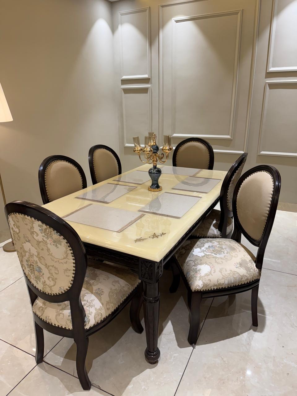 The Karan Aujla Signature Marble Top Dining Set