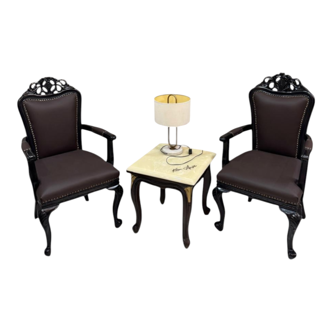 The Karan Aujla Signature Carved Leather Accent Chair