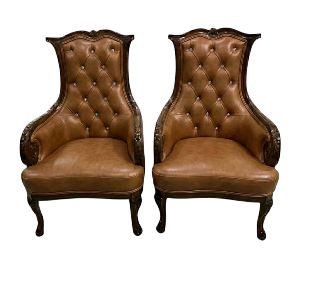 Bespoke High-Back Crystal Tufted Accent Chair