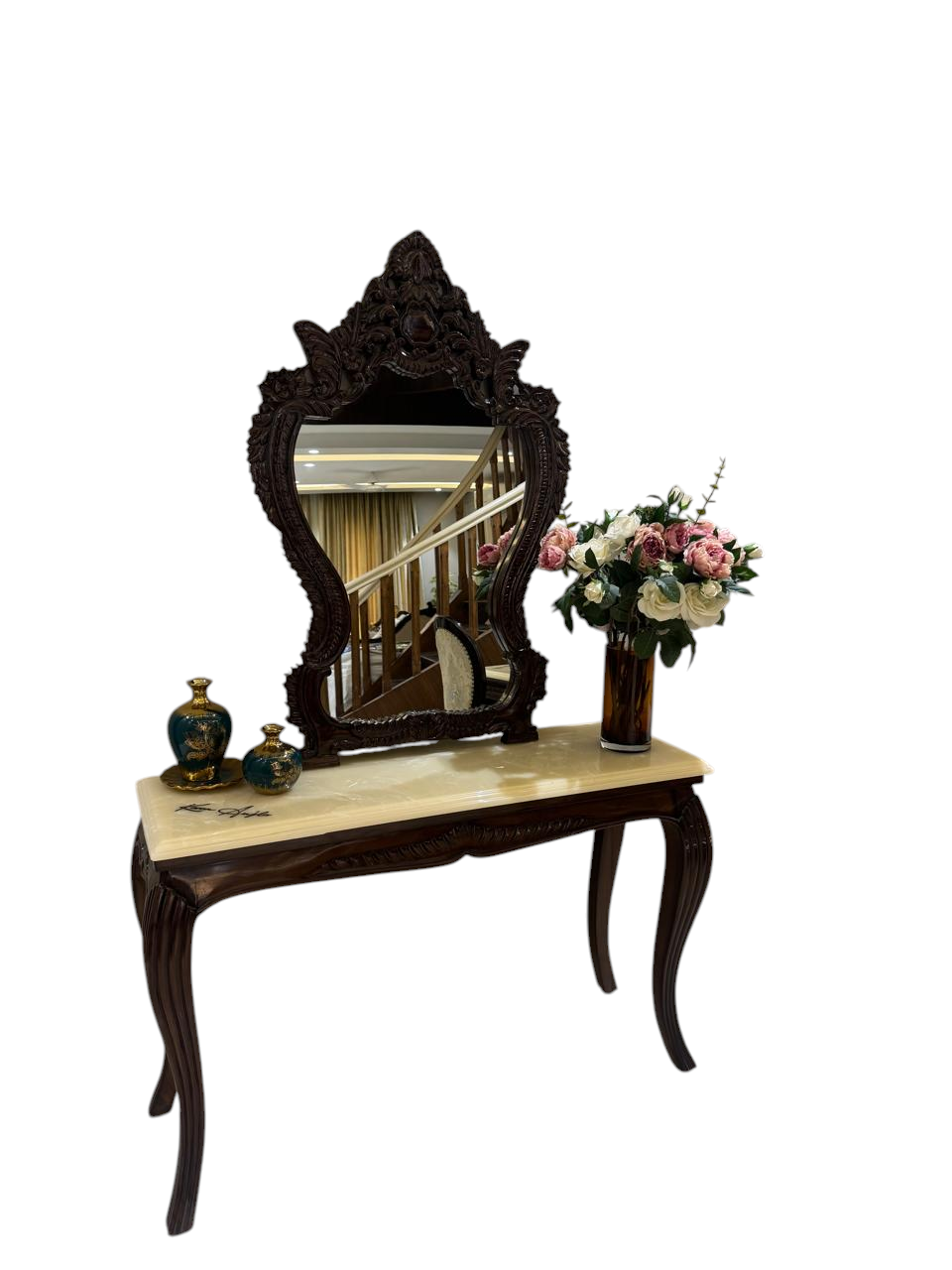 The Karan Aujla Signature Marble Console & Mirror Set