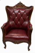 Bespoke Diamond Tufted Crocodile Leather Boss Chair