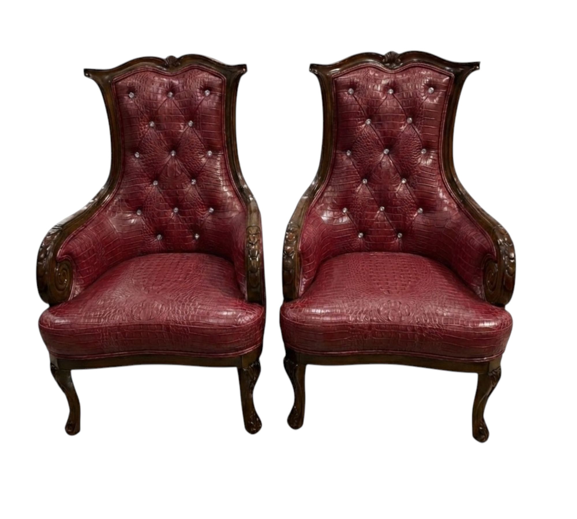 Bespoke High-Back Crystal Tufted Accent Chair